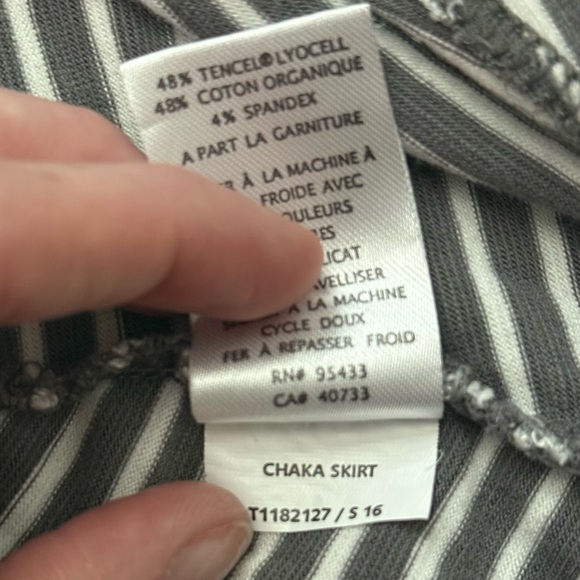 Toad&Co Chaka Skirt Gray White Striped Organic Cotton Large - Picture 8 of 8
